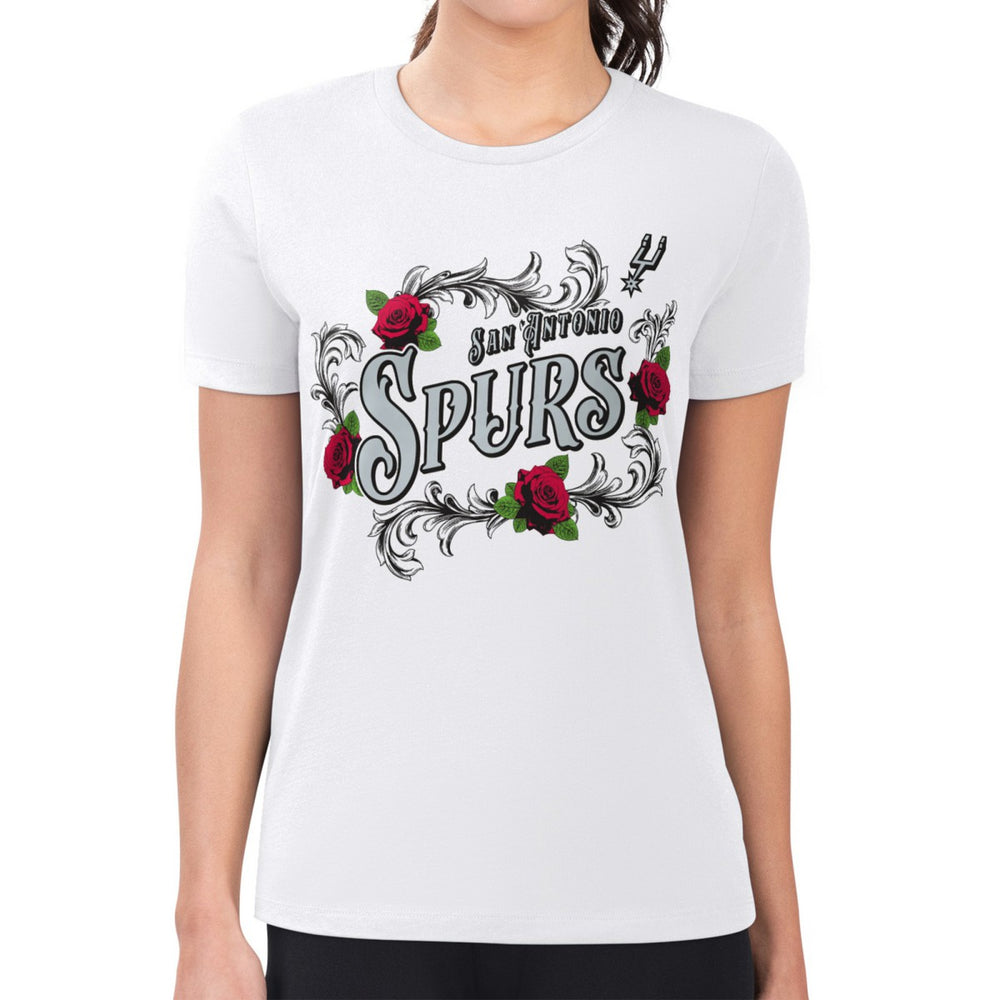 San Antonio Spurs G-III 4Her by Carl Banks Women's Super-Slim Fit Lightweight Roses Crew Neck T-Shirt White - NBA
