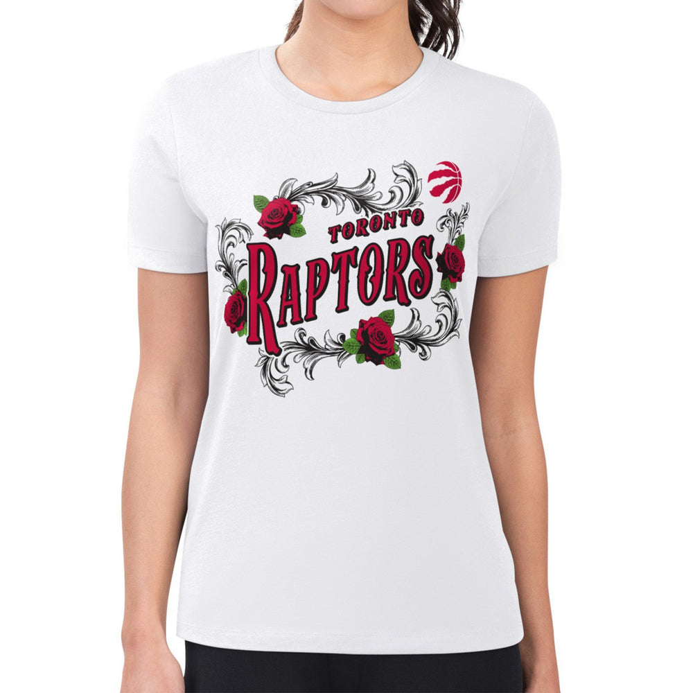 Toronto Raptors G-III 4Her by Carl Banks Women's Super-Slim Fit Lightweight Roses Crew Neck T-Shirt White - NBA
