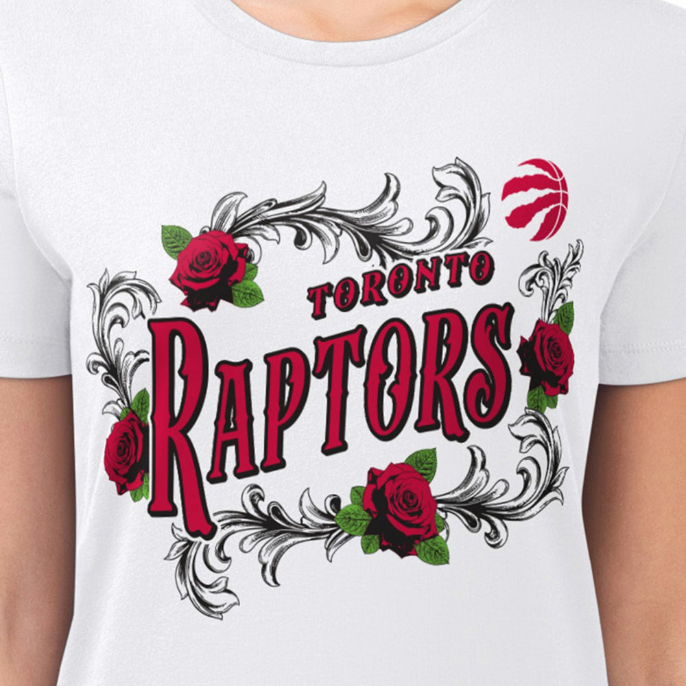 Toronto Raptors G-III 4Her by Carl Banks Women's Super-Slim Fit Lightweight Roses Crew Neck T-Shirt White - NBA