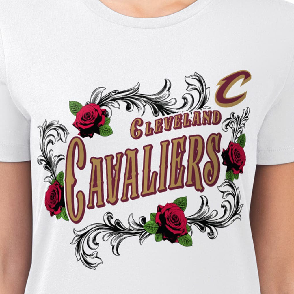 Cleveland Cavaliers G-III 4Her by Carl Banks Women's Super-Slim Fit Lightweight Roses Crew Neck T-Shirt White - NBA
