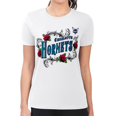 Charlotte Hornets G-III 4Her by Carl Banks Women's Super-Slim Fit Lightweight Roses Crew Neck T-Shirt White - NBA