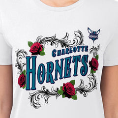 Charlotte Hornets G-III 4Her by Carl Banks Women's Super-Slim Fit Lightweight Roses Crew Neck T-Shirt White - NBA