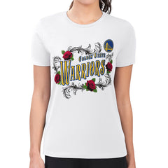 Golden State Warriors G-III 4Her by Carl Banks Women's Super-Slim Fit Lightweight Roses Crew Neck T-Shirt White - NBA