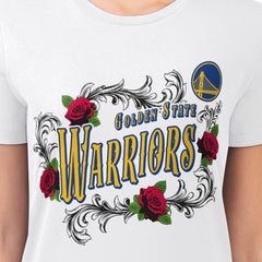 Golden State Warriors G-III 4Her by Carl Banks Women's Super-Slim Fit Lightweight Roses Crew Neck T-Shirt White - NBA