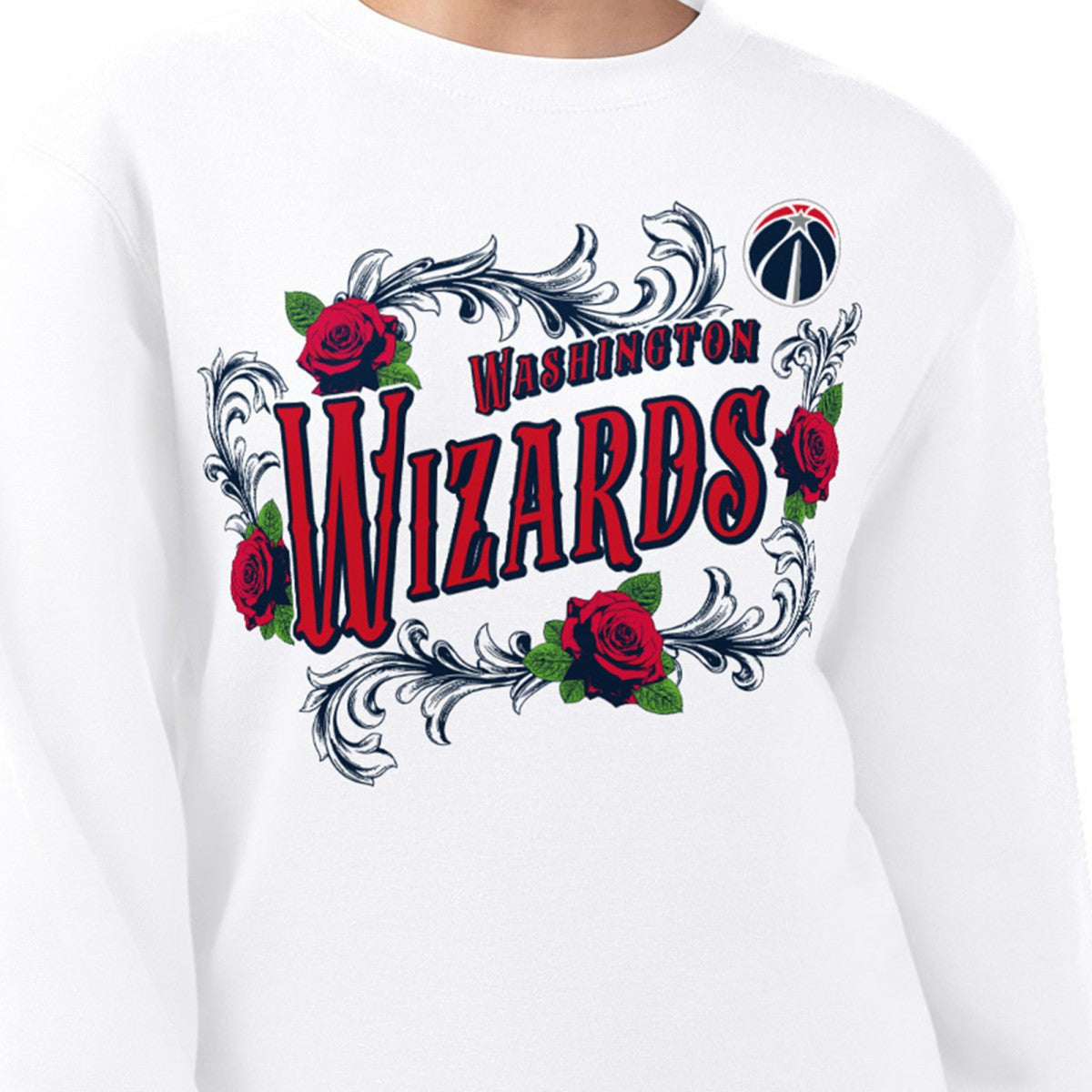 Washington Wizards G-III 4Her by Carl Banks Women's Roses Fleece Tri-Blend Sweatshirt White - NBA