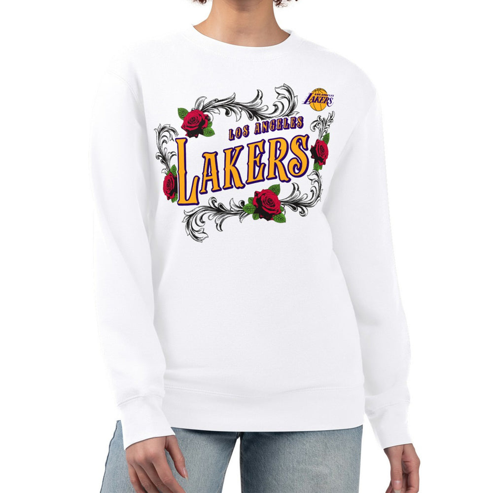 Los Angeles Lakers G-III 4Her by Carl Banks Women's Roses Fleece Tri-Blend Sweatshirt White - NBA