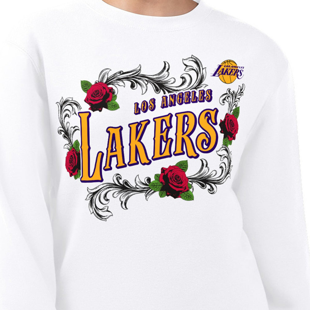 Los Angeles Lakers G-III 4Her by Carl Banks Women's Roses Fleece Tri-Blend Sweatshirt White - NBA
