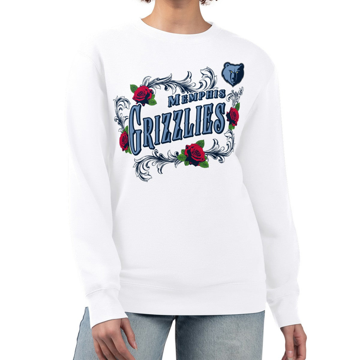 Memphis Grizzlies G-III 4Her by Carl Banks Women's Roses Fleece Tri-Blend Sweatshirt White - NBA