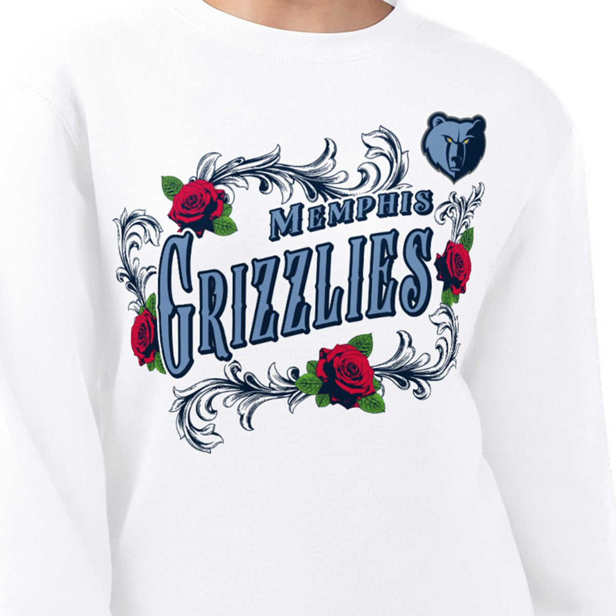 Memphis Grizzlies G-III 4Her by Carl Banks Women's Roses Fleece Tri-Blend Sweatshirt White - NBA