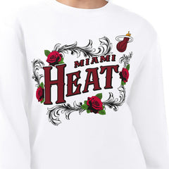 Miami Heat G-III 4Her by Carl Banks Women's Roses Fleece Tri-Blend Sweatshirt White - NBA