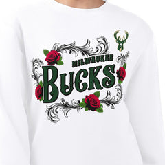 Milwaukee Bucks G-III 4Her by Carl Banks Women's Roses Fleece Tri-Blend Sweatshirt White - NBA