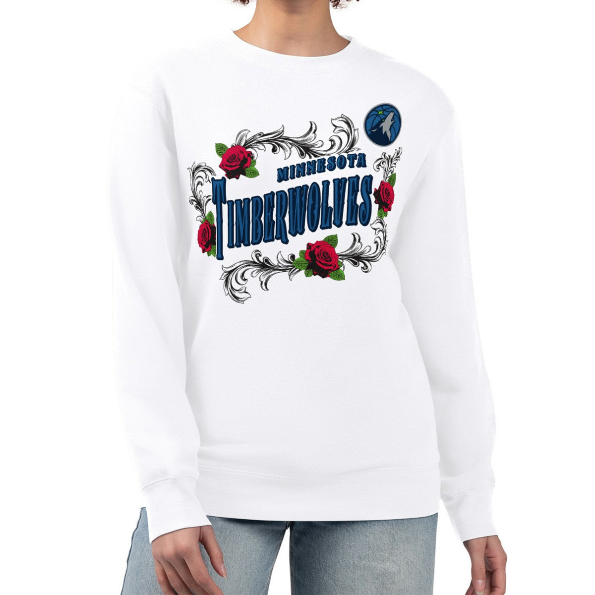 Minnesota Timberwolves G-III 4Her by Carl Banks Women's Roses Fleece Tri-Blend Sweatshirt White - NBA