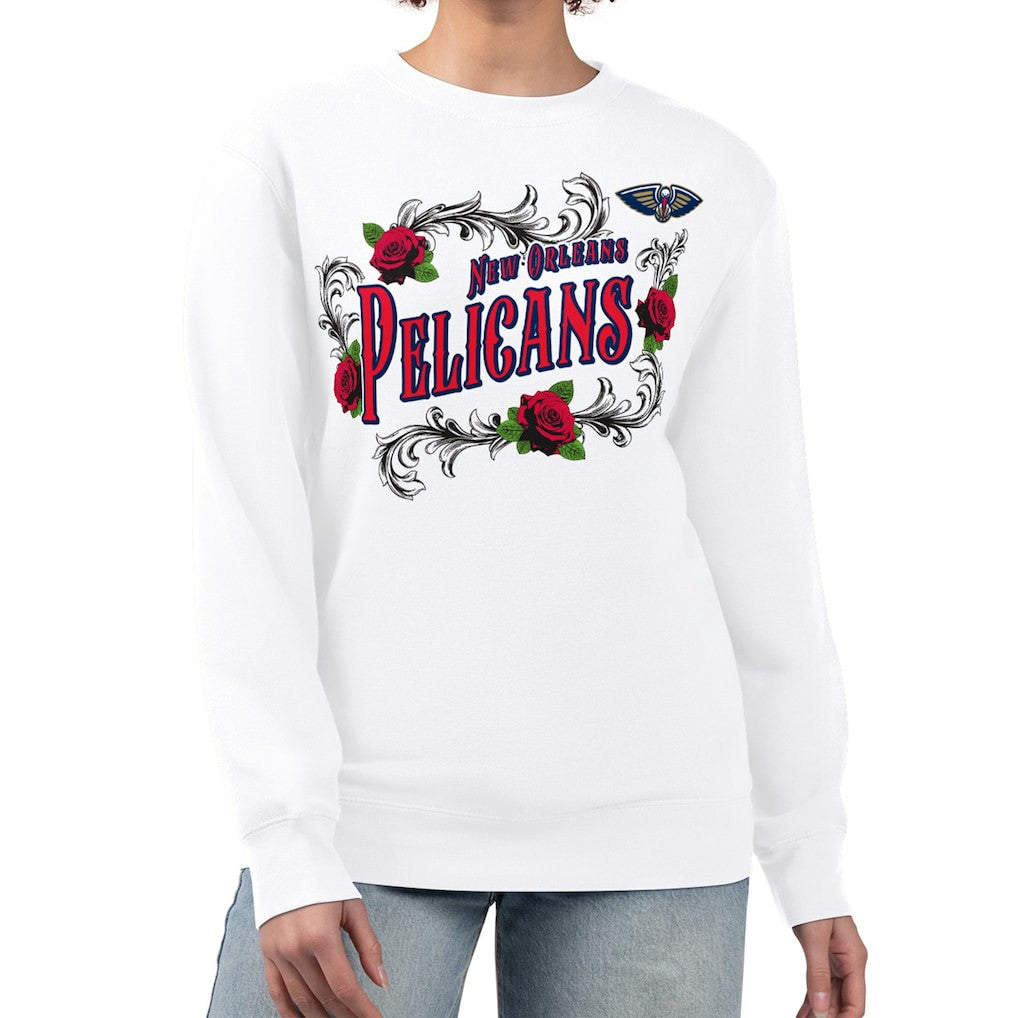 New Orleans Pelicans G-III 4Her by Carl Banks Women's Roses Fleece Tri-Blend Sweatshirt White - NBA