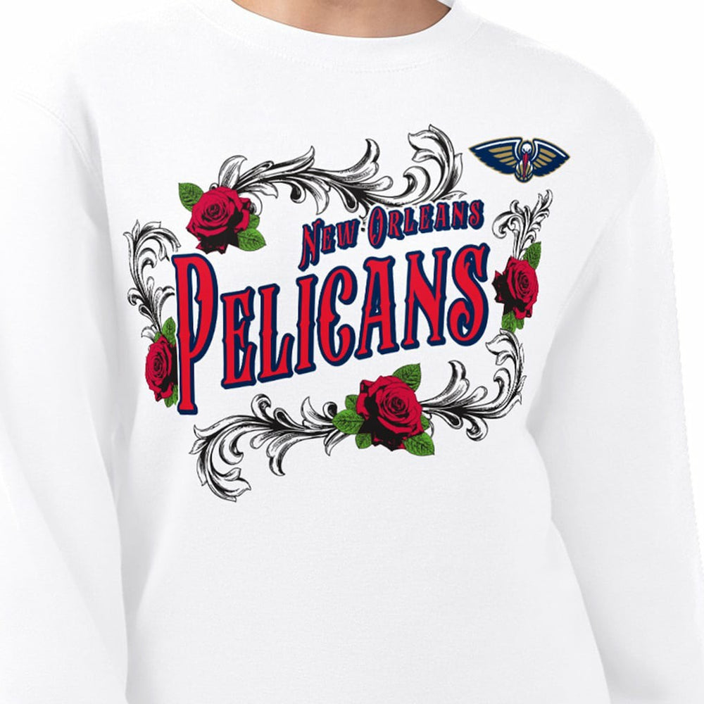 New Orleans Pelicans G-III 4Her by Carl Banks Women's Roses Fleece Tri-Blend Sweatshirt White - NBA