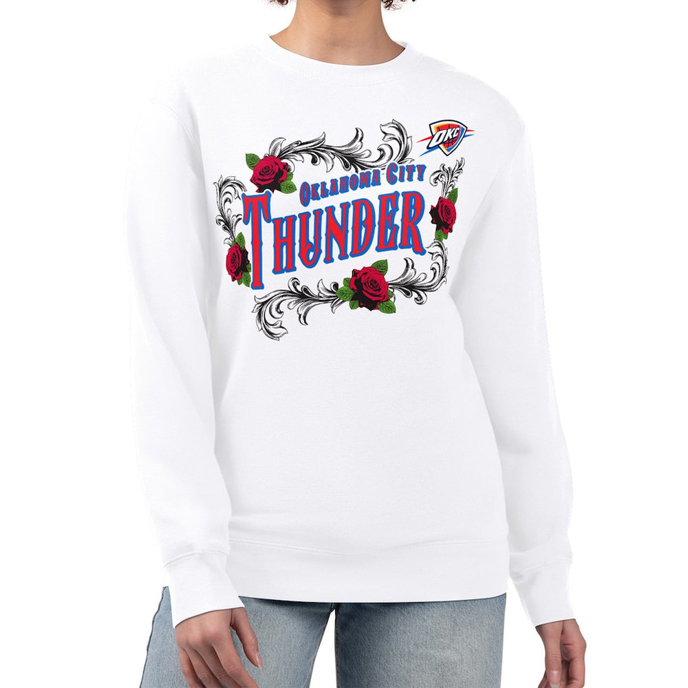 Oklahoma City Thunder G-III 4Her by Carl Banks Women's Roses Fleece Tri-Blend Sweatshirt White - NBA