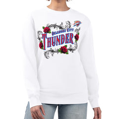 Oklahoma City Thunder G-III 4Her by Carl Banks Women's Roses Fleece Tri-Blend Sweatshirt White - NBA