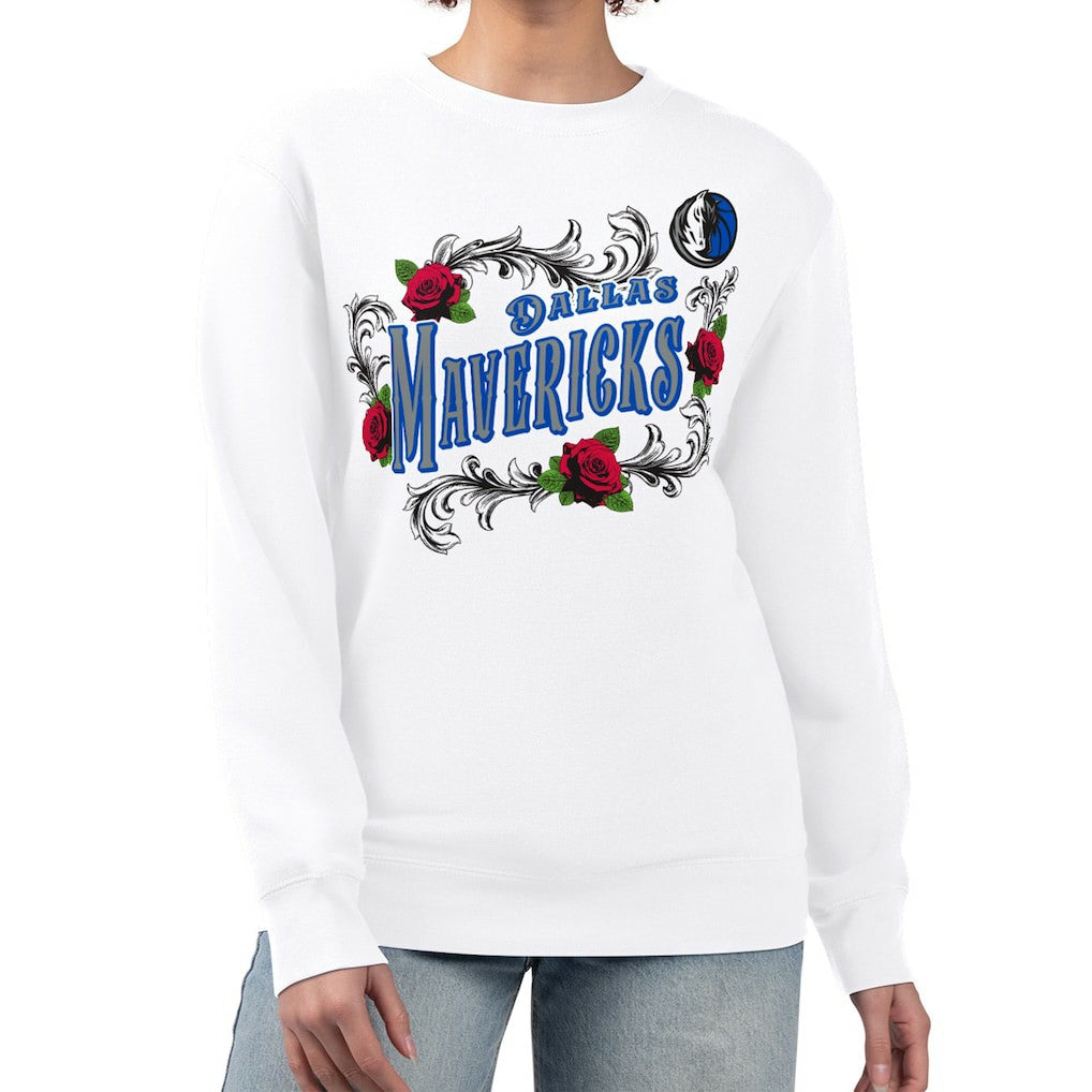 Dallas Mavericks G-III 4Her by Carl Banks Women's Roses Fleece Tri-Blend Sweatshirt White - NBA