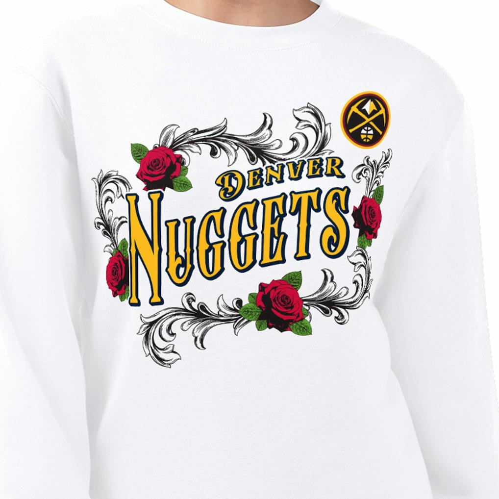 Denver Nuggets G-III 4Her by Carl Banks Women's Roses Fleece Tri-Blend Sweatshirt White - NBA