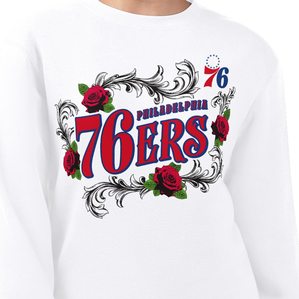 Philadelphia 76ers G-III 4Her by Carl Banks Women's Roses Fleece Tri-Blend Sweatshirt White - NBA