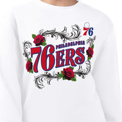 Philadelphia 76ers G-III 4Her by Carl Banks Women's Roses Fleece Tri-Blend Sweatshirt White - NBA