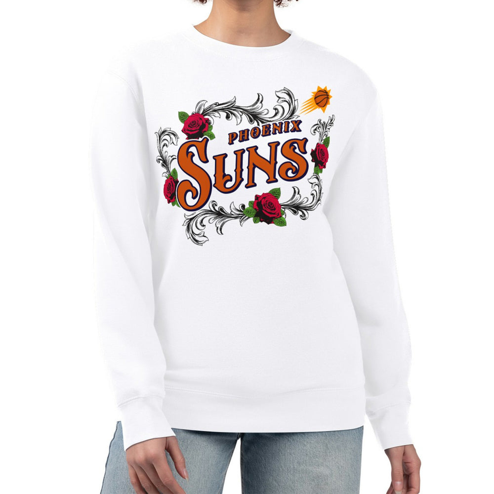 Phoenix Suns G-III 4Her by Carl Banks Women's Roses Fleece Tri-Blend Sweatshirt White - NBA