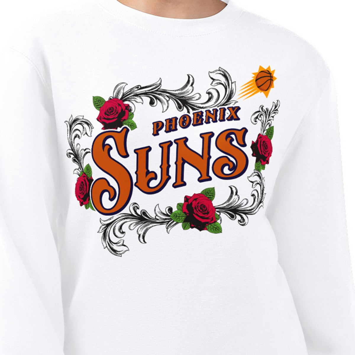 Phoenix Suns G-III 4Her by Carl Banks Women's Roses Fleece Tri-Blend Sweatshirt White - NBA