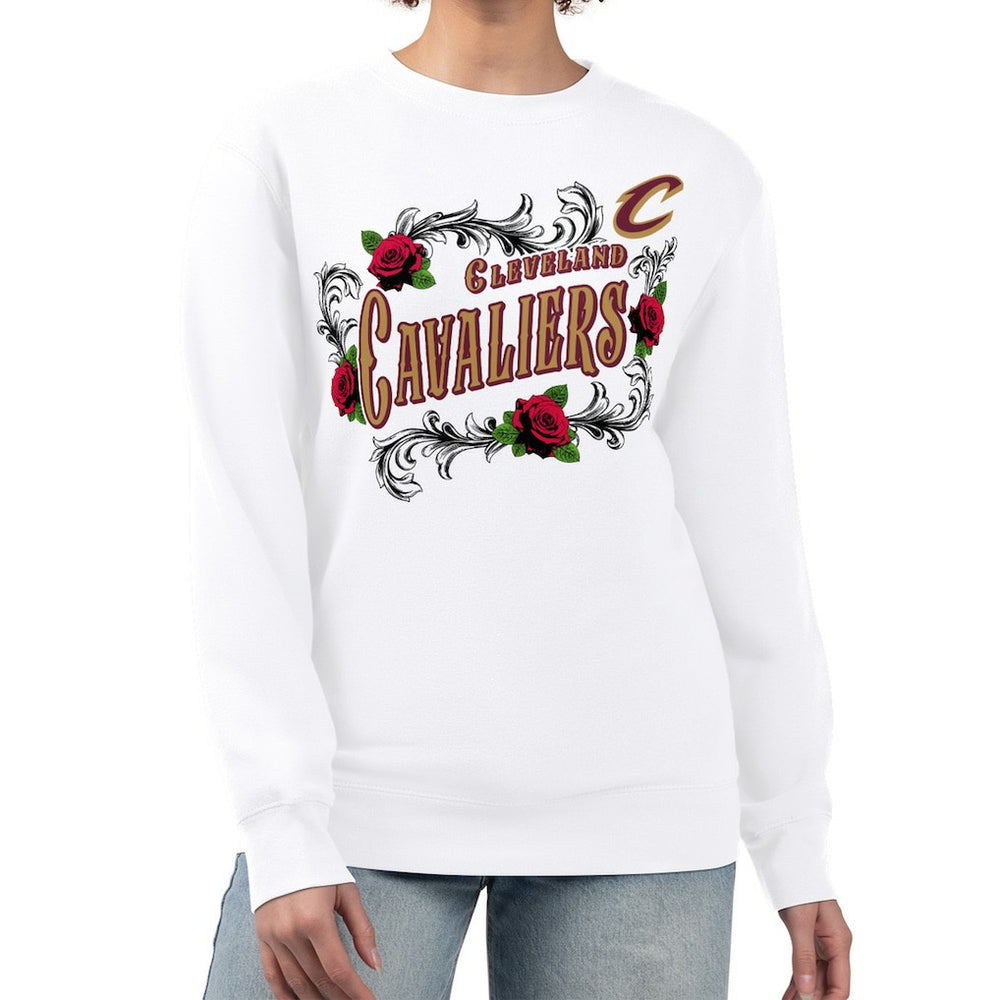 Cleveland Cavaliers G-III 4Her by Carl Banks Women's Roses Fleece Tri-Blend Sweatshirt White - NBA