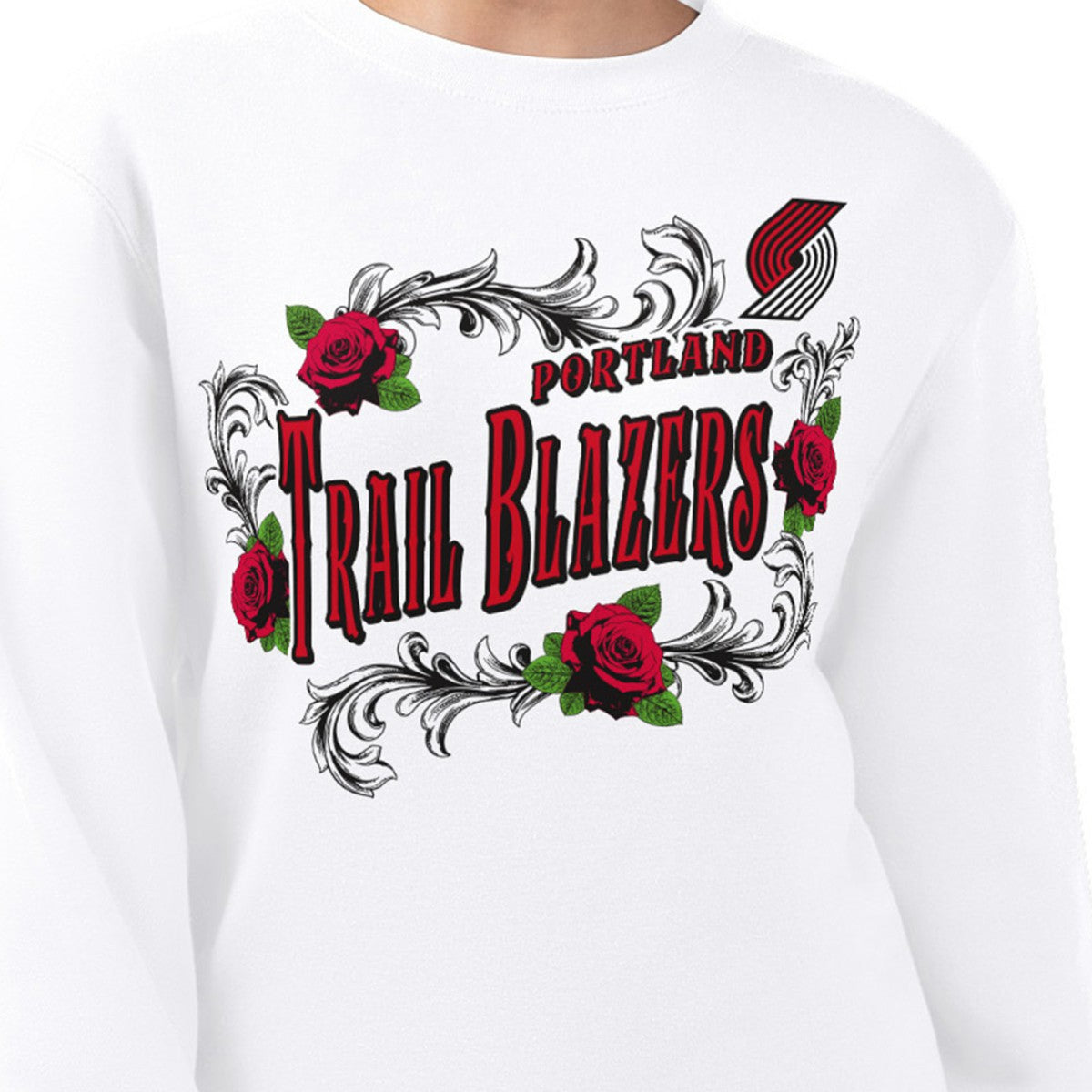 Portland Trail Blazers G-III 4Her by Carl Banks Women's Roses Fleece Tri-Blend Sweatshirt White - NBA