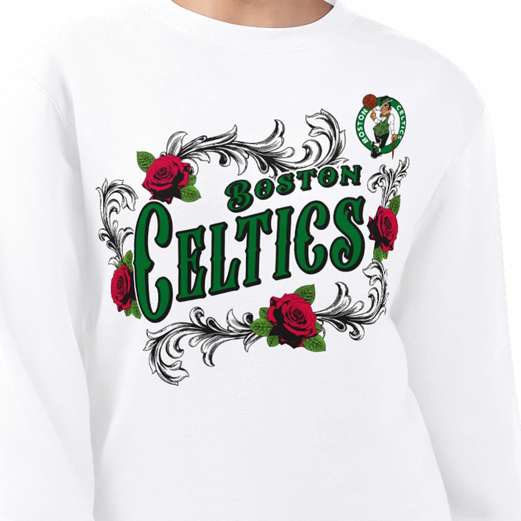 Boston Celtics G-III 4Her by Carl Banks Women's Roses Fleece Tri-Blend Sweatshirt White - NBA