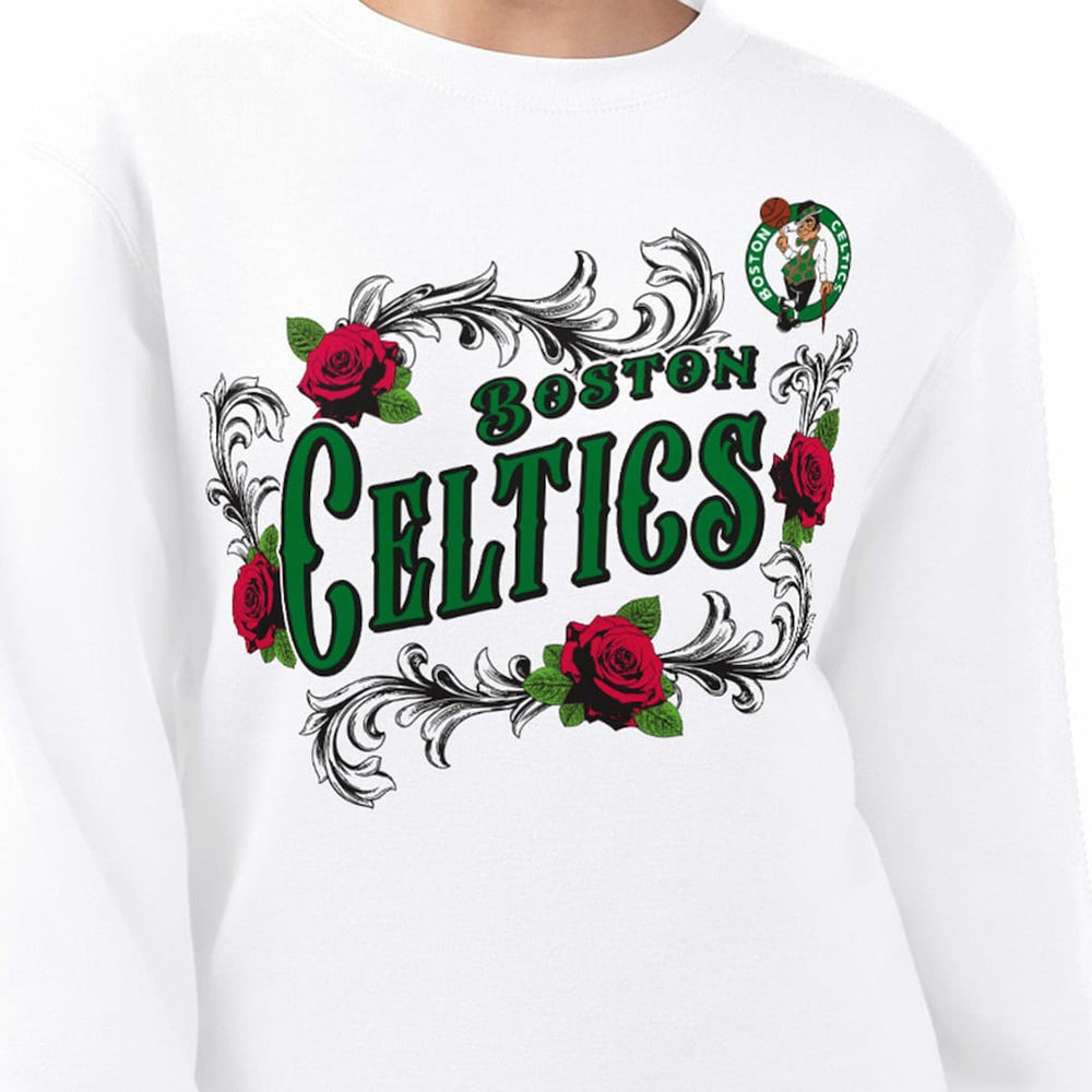 Boston Celtics G-III 4Her by Carl Banks Women's Roses Fleece Tri-Blend Sweatshirt White - NBA