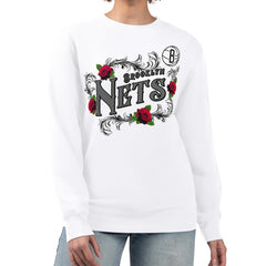 Brooklyn Nets G-III 4Her by Carl Banks Women's Roses Fleece Tri-Blend Sweatshirt White - NBA