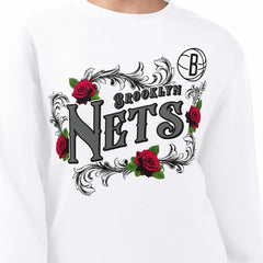 Brooklyn Nets G-III 4Her by Carl Banks Women's Roses Fleece Tri-Blend Sweatshirt White - NBA