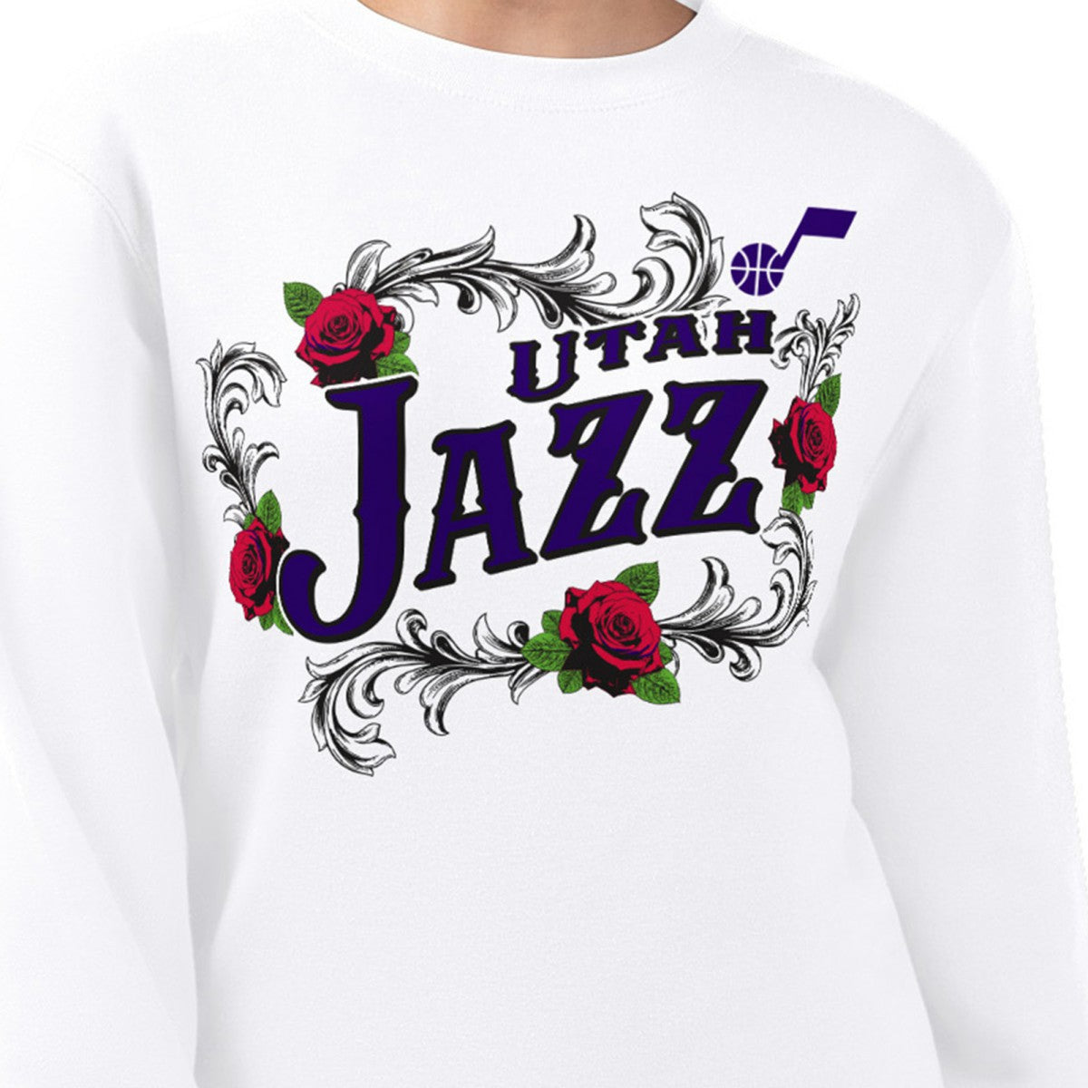 Utah Jazz G-III 4Her by Carl Banks Women's Roses Fleece Tri-Blend Sweatshirt White - NBA