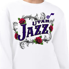 Utah Jazz G-III 4Her by Carl Banks Women's Roses Fleece Tri-Blend Sweatshirt White - NBA
