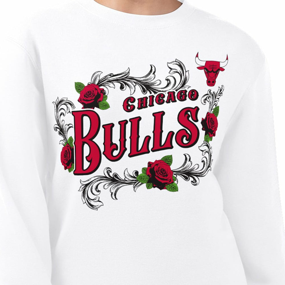 Chicago Bulls G-III 4Her by Carl Banks Women's Roses Fleece Tri-Blend Sweatshirt White - NBA
