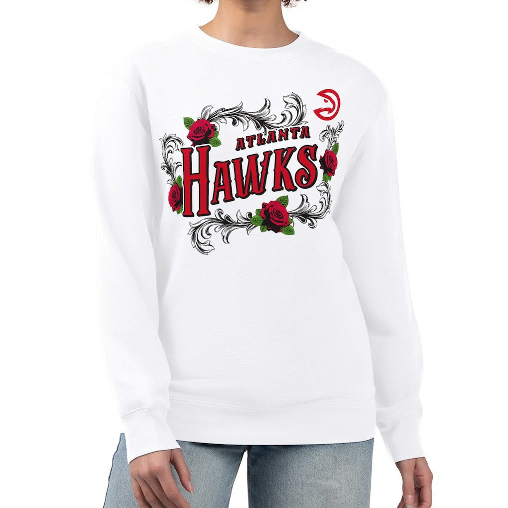 Atlanta Hawks G-III 4Her by Carl Banks Women's Roses Fleece Tri-Blend Sweatshirt White - NBA