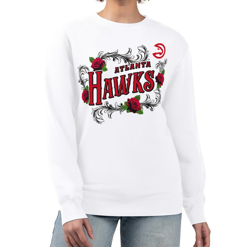 Atlanta Hawks G-III 4Her by Carl Banks Women's Roses Fleece Tri-Blend Sweatshirt White - NBA