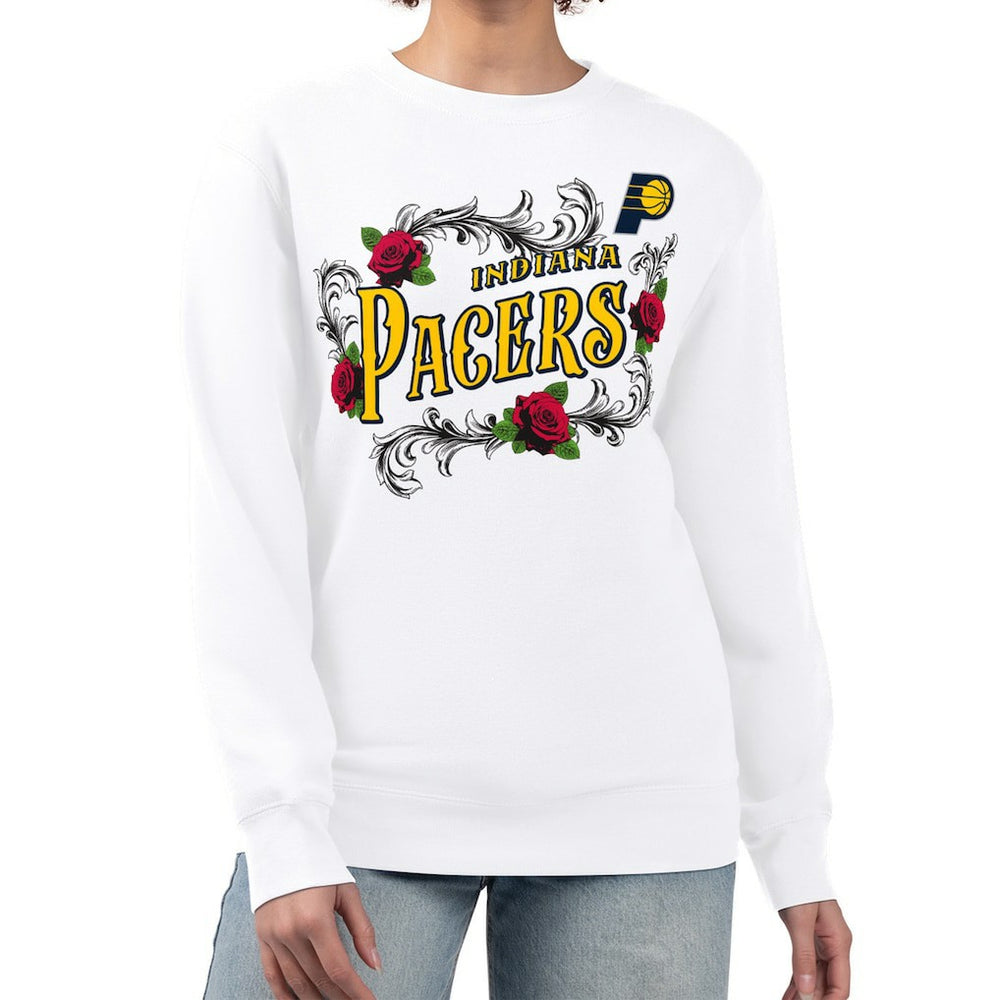 Indiana Pacers G-III 4Her by Carl Banks Women's Roses Fleece Tri-Blend Sweatshirt White - NBA