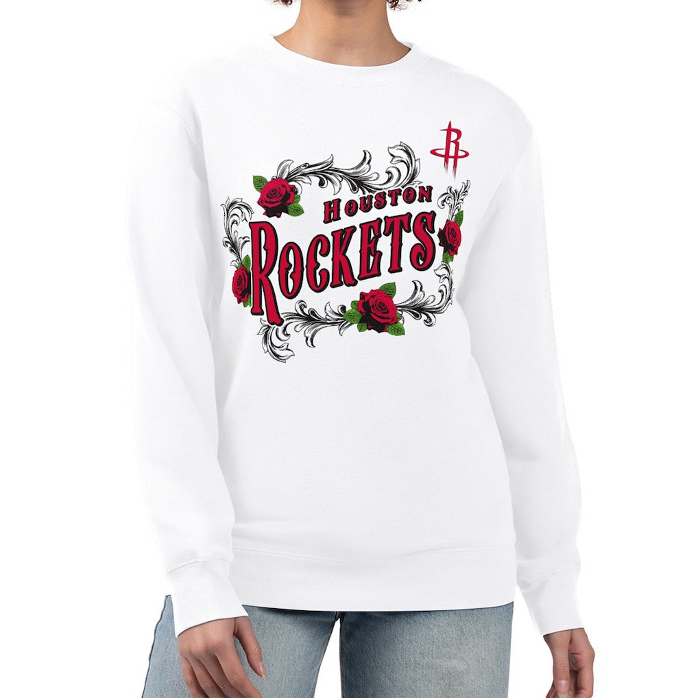 Houston Rockets G-III 4Her by Carl Banks Women's Roses Fleece Tri-Blend Sweatshirt White - NBA