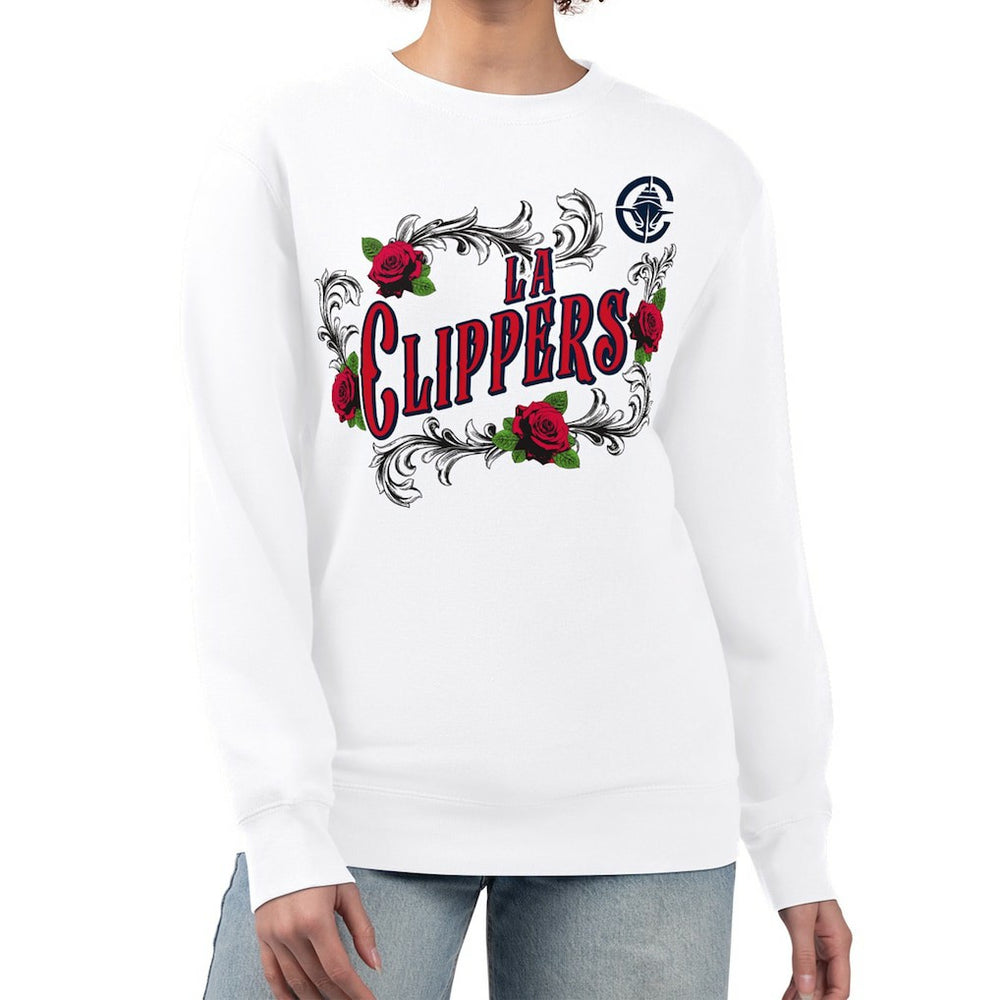 LA Clippers G-III 4Her by Carl Banks Women's Roses Fleece Tri-Blend Sweatshirt White - NBA