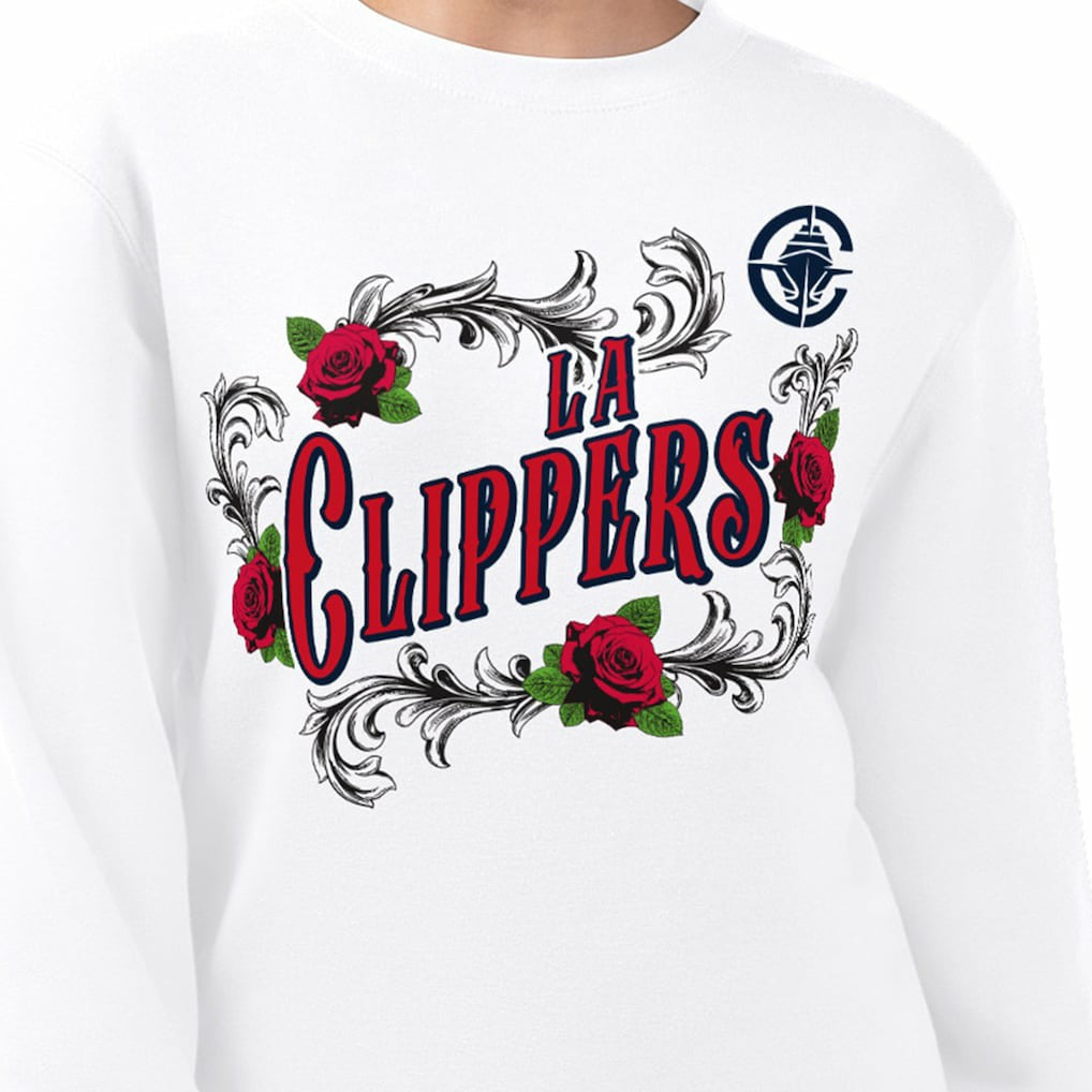 LA Clippers G-III 4Her by Carl Banks Women's Roses Fleece Tri-Blend Sweatshirt White - NBA