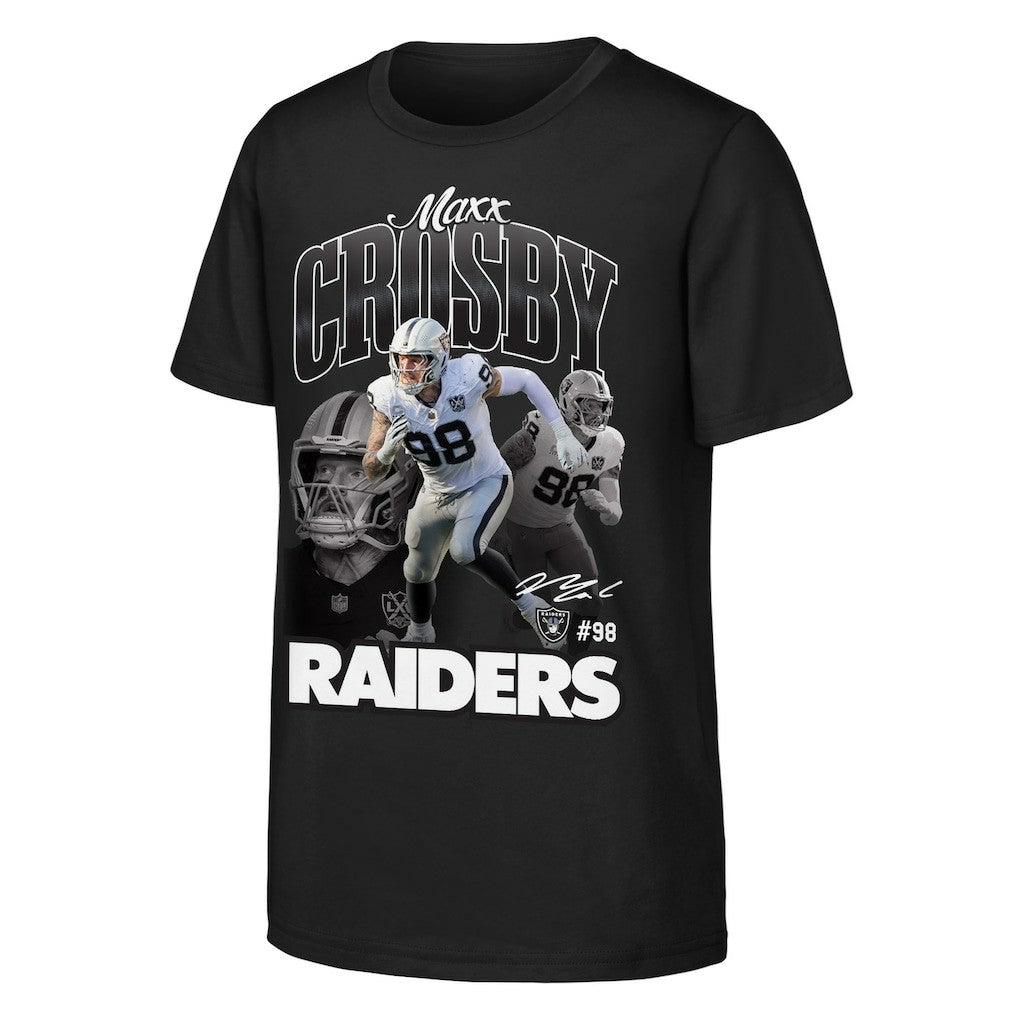 Maxx Crosby Las Vegas Raiders Outerstuff Youth Triple Pic T-Shirt Black | NFL