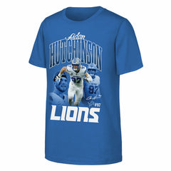 Aidan Hutchinson Detroit Lions Outerstuff Youth Triple Pic T-Shirt Blue | NFL