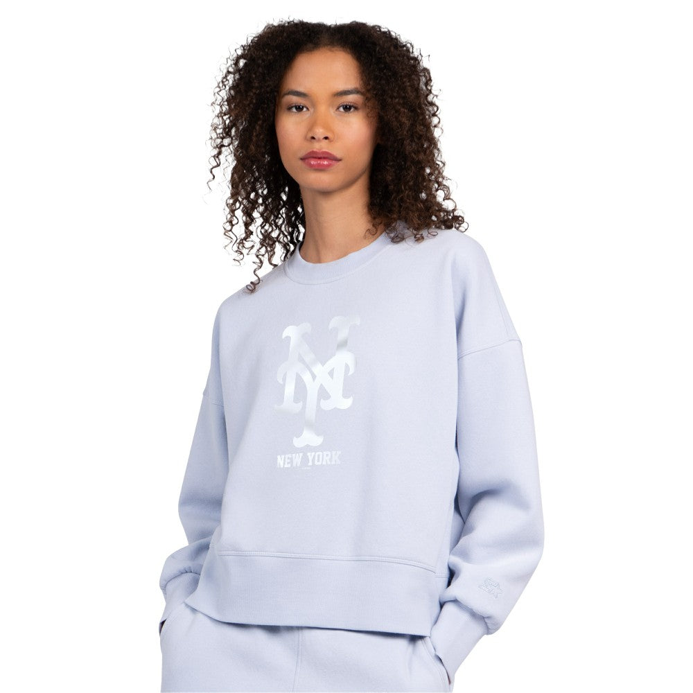New York Mets Starter Women's Pastels Boxy Fleece Sweatshirt - MLB