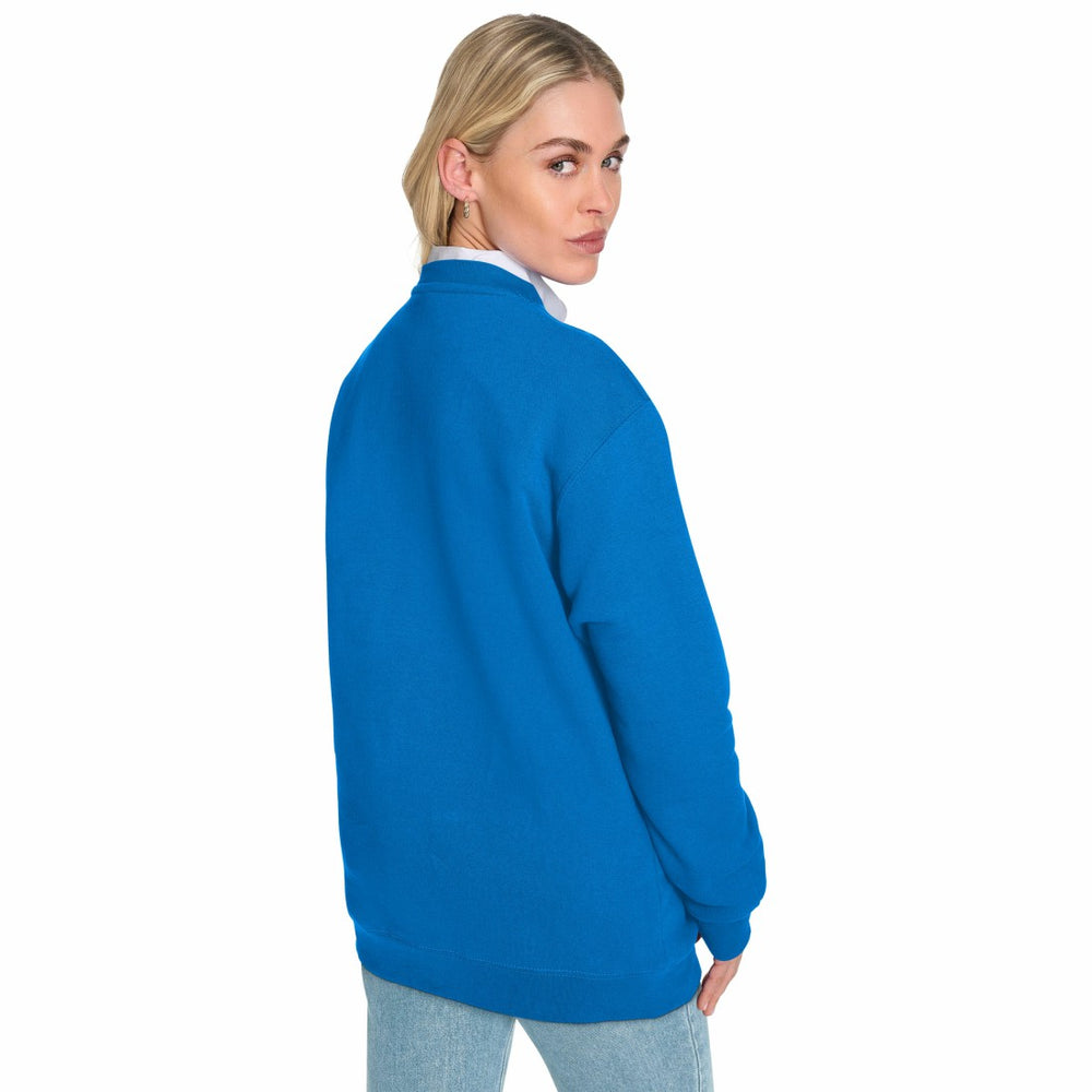 Detroit Lions Starter Women's Arch Stripe Fleece Crewneck Sweatshirt Blue | NFL