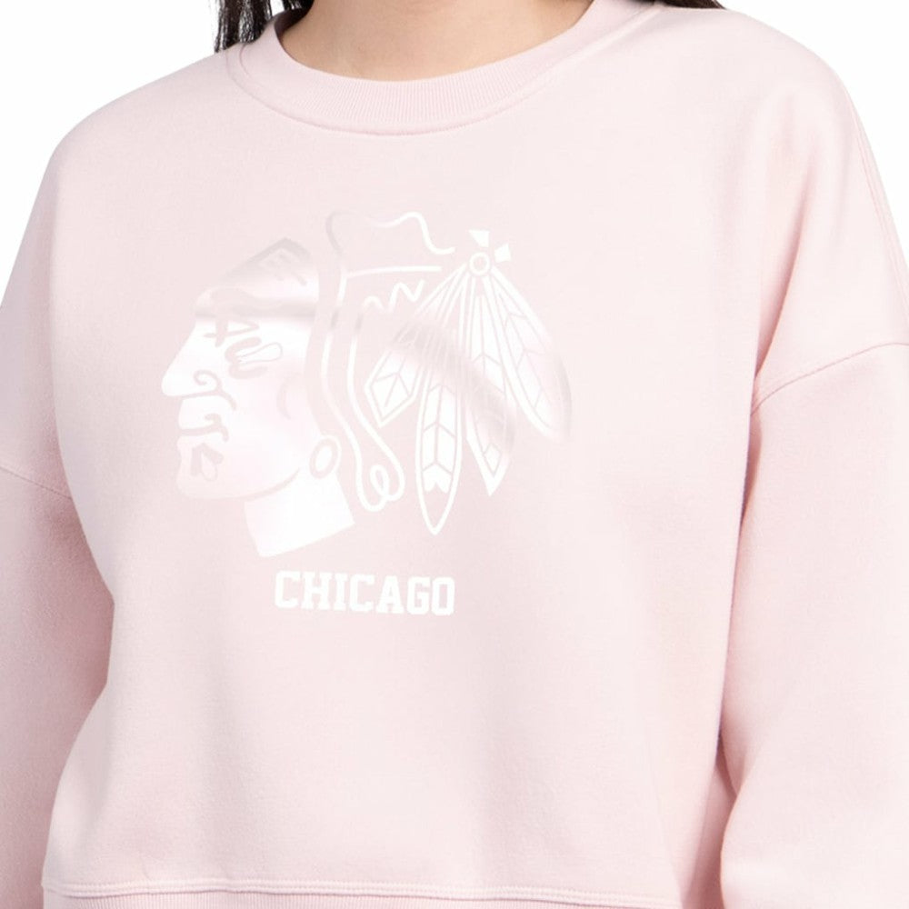 Chicago Blackhawks Starter Women's Boxy Cropped Sweatshirt - Pink - NHL