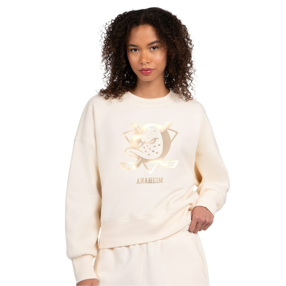 Anaheim Ducks Starter Women's Boxy Cropped Sweatshirt - Cream - NHL