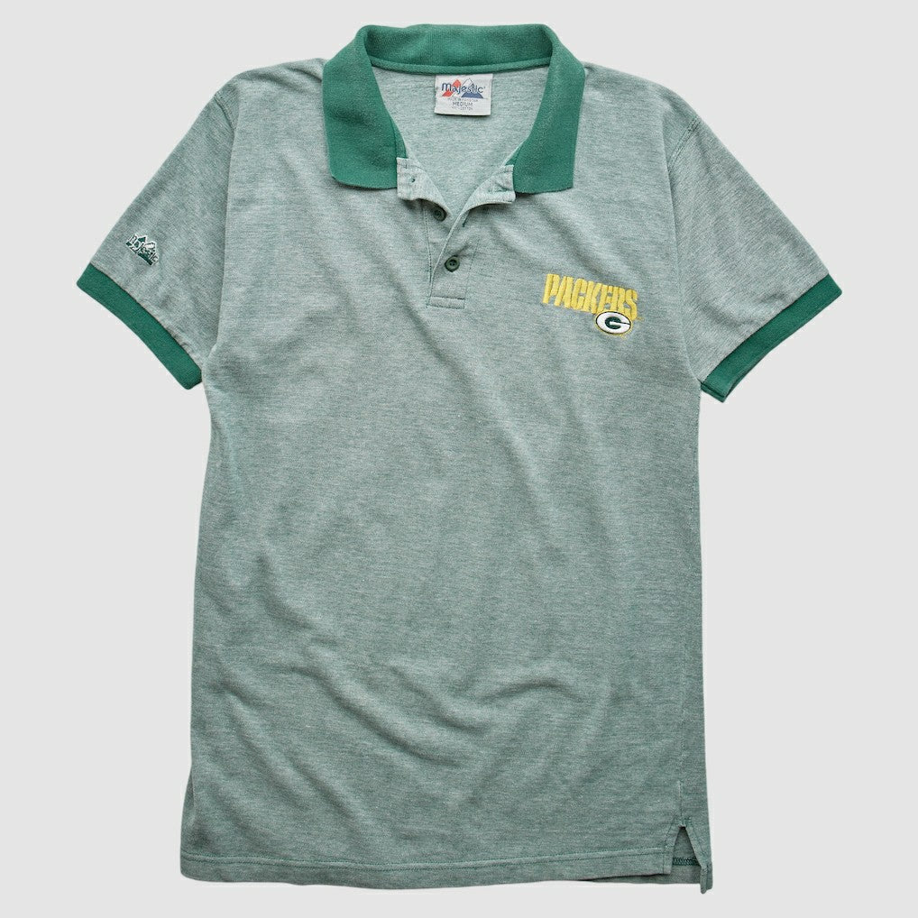 Green Bay Packers Majestic 90s Polo Heather Gray Vintage | Fanatics