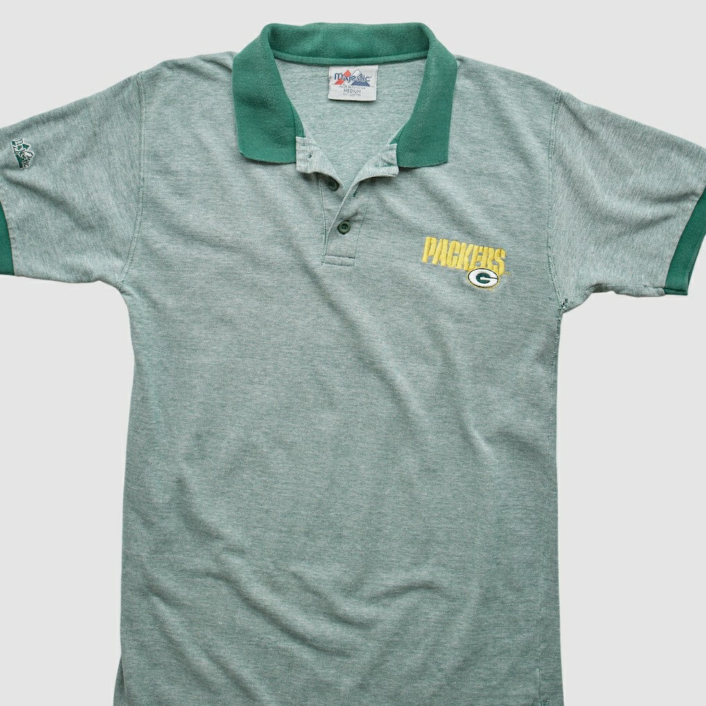 Green Bay Packers Majestic 90s Polo Heather Gray Vintage | Fanatics