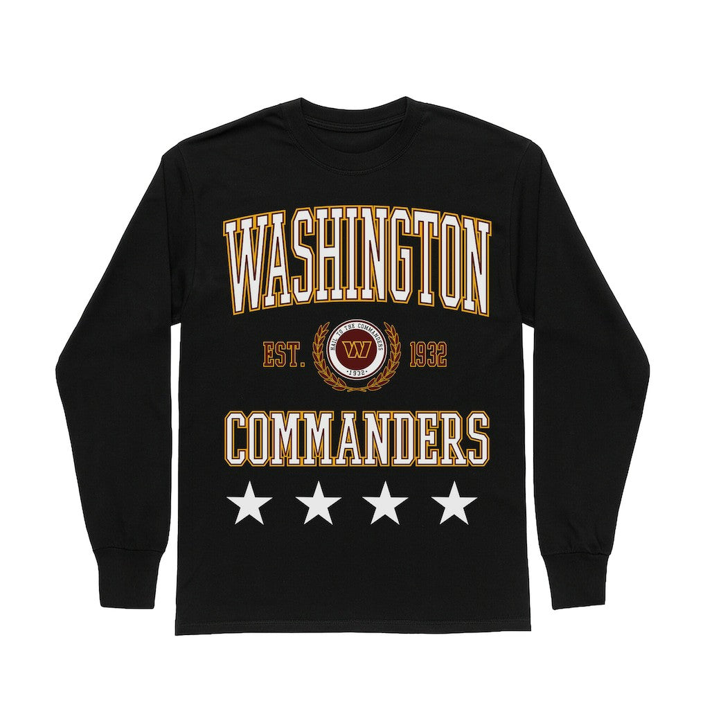 Washington Commanders Gameday Couture Women's Oversized Everyday Star Long Sleeve T-Shirt Black | NFL